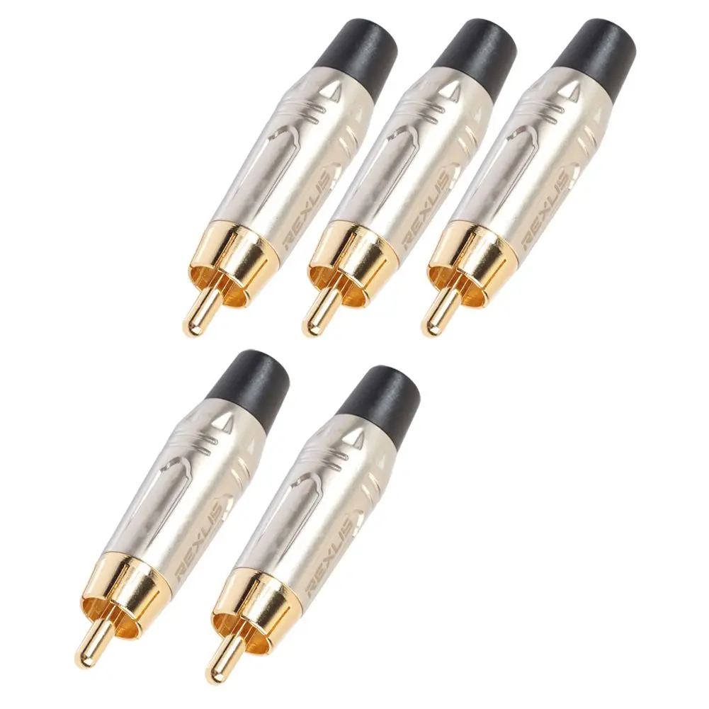REXLIS 10 шт. DIY позолоченный RCA штекер HIFI Аудио кабель Мужской Видео разъем золотой