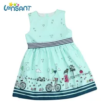 LONSANT/ г.; летние платья для девочек; ТРАПЕЦИЕВИДНОЕ платье без рукавов; Vestidos; хлопковая детская одежда с принтом; платье для маленьких девочек; N30