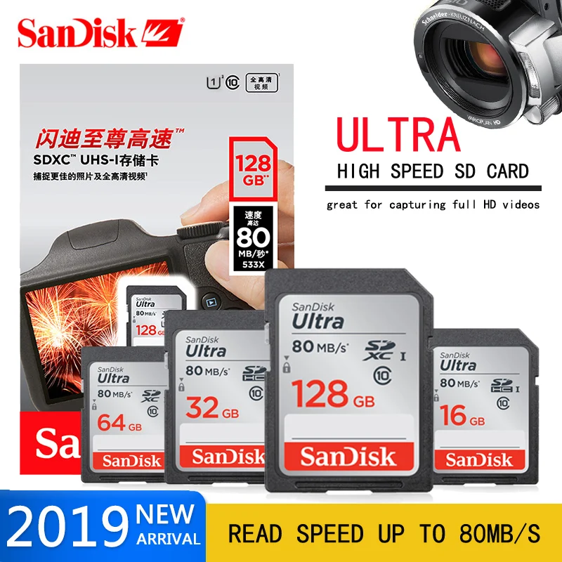 SanDisk карта памяти SD класс 10 128 ГБ 64 32 16 ГБ|Карты памяти| |