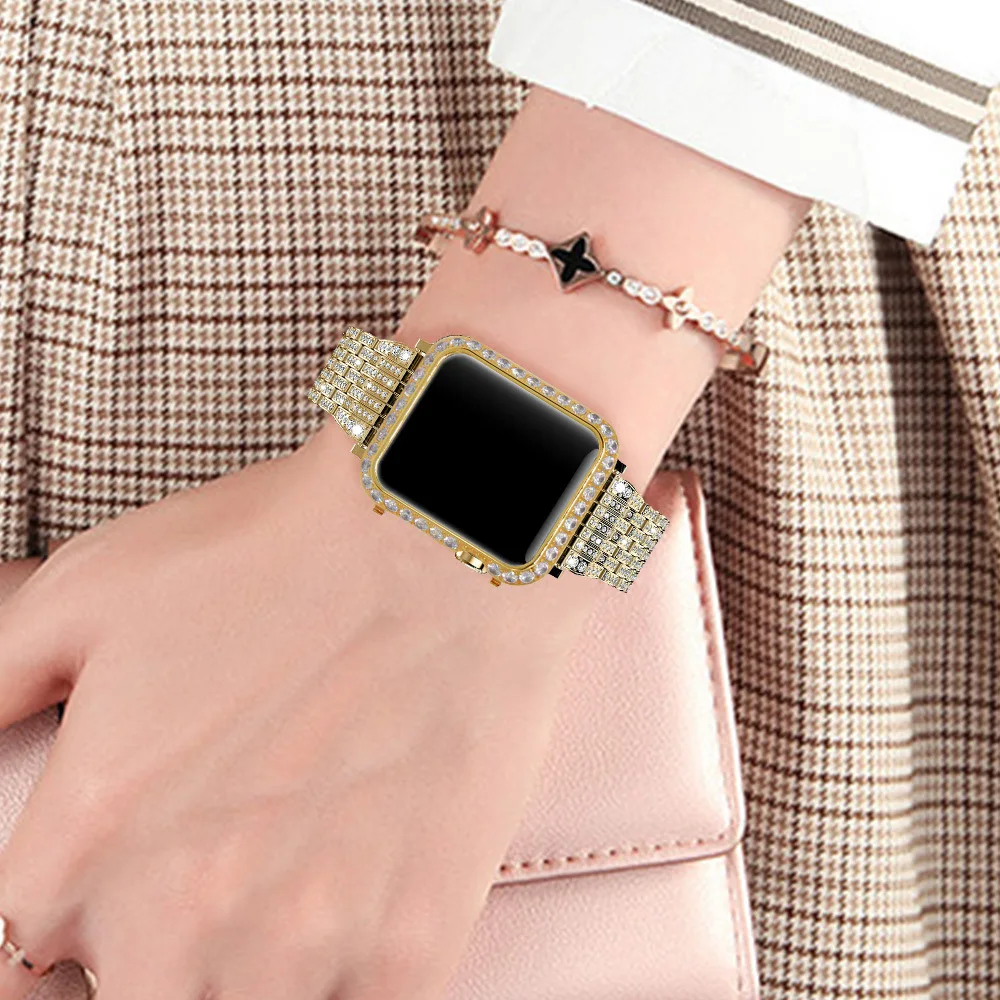 Прямая поставка, большая Алмазная рамка, Apple Series 4, 44 мм, ободок для Apple Watch, браслет из нержавеющей стали для Apple watch, Кристальный ремешок
