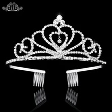 Свадебное с кристаллами тиара, корона принцессы королевы торжества выпускного вечера горный хрусталь Тиара Свадебный ободок аксессуары для волос