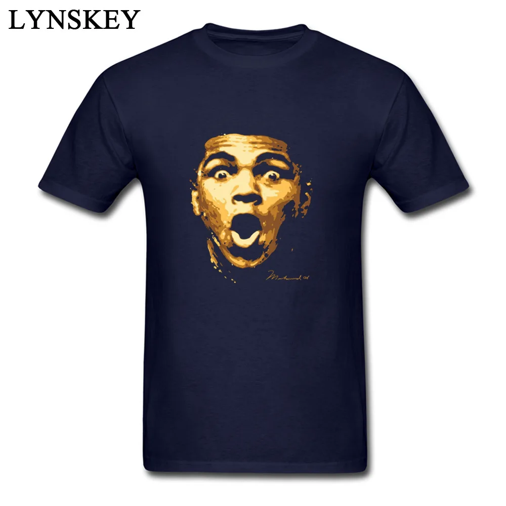 Normal T Shirt Fashion Round Collar Muhammad Ali Wallpapers 100% Cotton Fabric Men's Tops Shirt Classic Short Sleeve Tee-Shirt Muhammad Ali Wallpapers navy