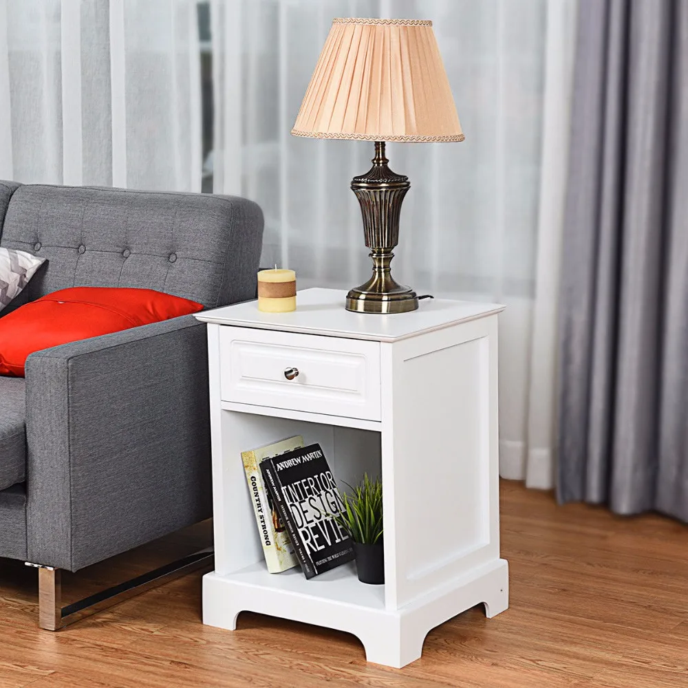 Giantex Night Stand End Accent Table Drawer Chest Sofa Side Bedside Storage Home White Home Furniture HW54866WH Giantex Night Stand End Accent Table Drawer Chest Sofa Side Bedside Storage Home White Home Furniture HW54866WH