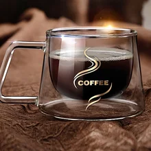 Новая термоизолированная стеклянная чашка, 200 мл кофейная чашка из двух слоев