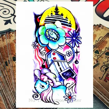 

Nu-TATY pink bunny Temporary Tattoo Body Art Flash Tattoo Sticker 21*15cm Waterproof Fake Tatoo Painless Tattoo Sticker