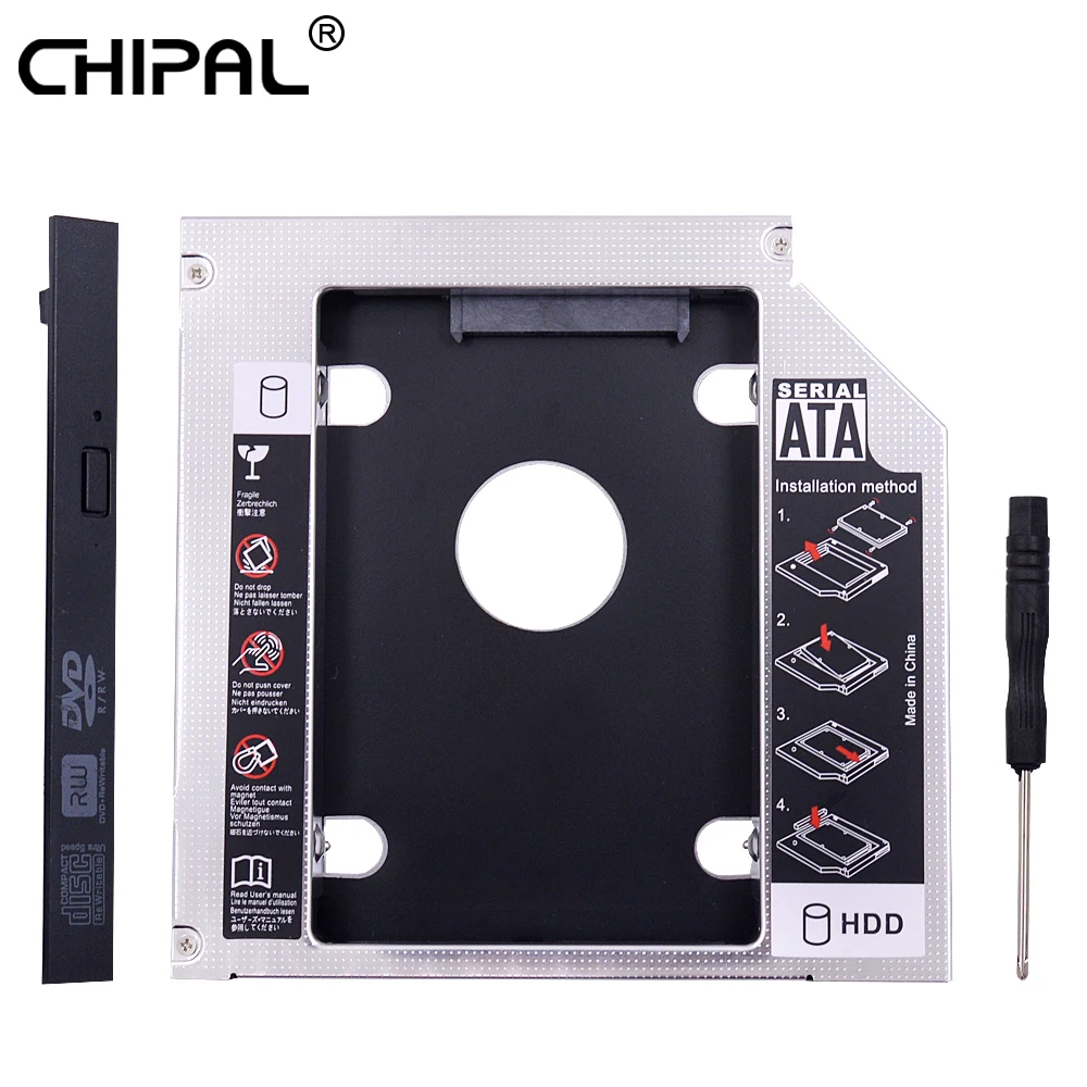 CHIPAL 2nd HDD Caddy 12,7 мм PATA IDE to SATA 3,0 для 2," SATA III чехол для SSD, HDD корпус для ноутбука ODD CD-ROM DVD-ROM Opticbay