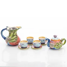 Керамика цветок и чайный набор "Павлин", Кофеварка, кофе Кубок ложка блюдо заварник-подарок чайная чашка с фильтром
