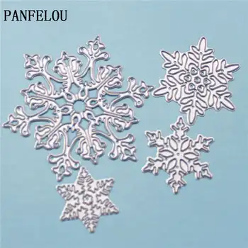

PANFELOU 4 snowflake metal crafts paper die cutting dies for Scrapbooking/DIY wedding Halloween Hand account cards