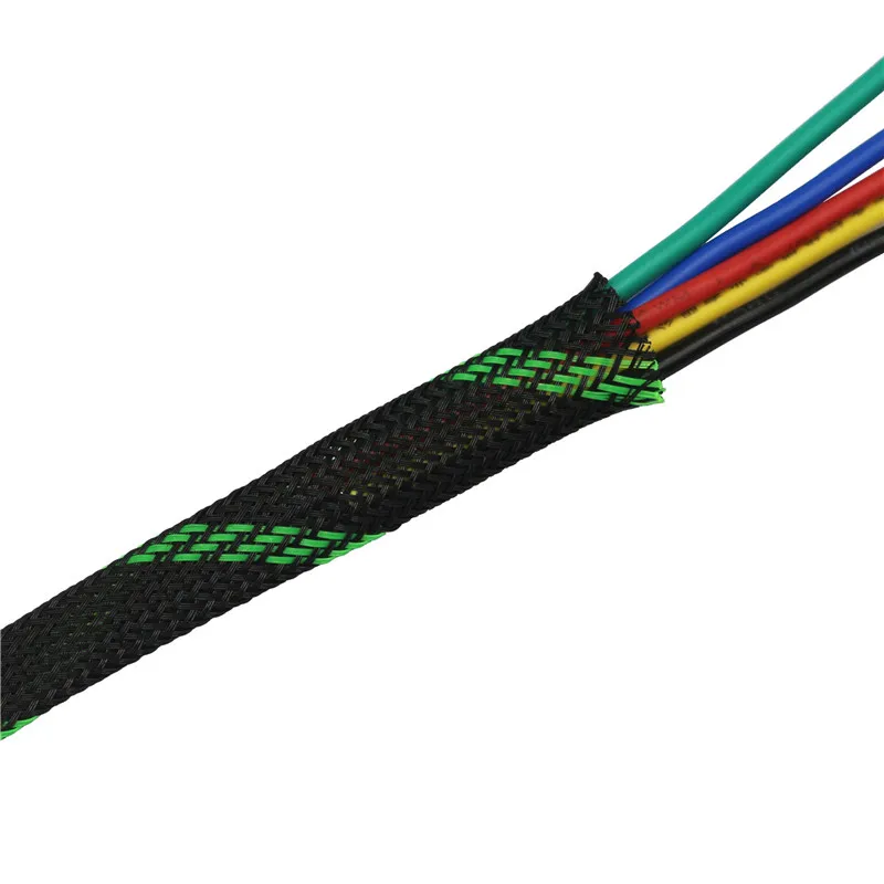 33ft-10m 4 6 8 10 12 14 16 мм зеленая черная оплетка ПЭТ расширяемая оплетка высокой плотности Плетеный кабель рукава ткань кабель DIY