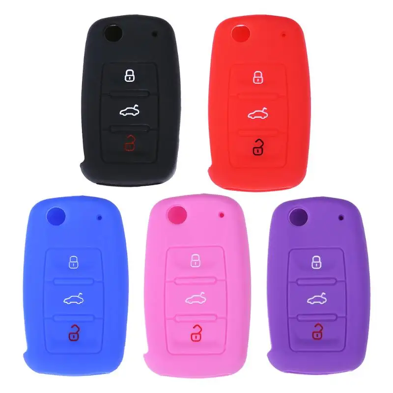 3 Buttons Silicone Key Pouch Bag for Volkswagen Remote Key Protector Cover Cases Auto Car Accessories