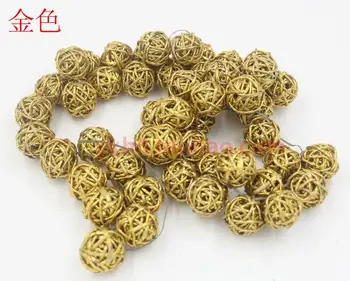 

3CM Rattan Balls Christmas tree golden Hanging Decor balls