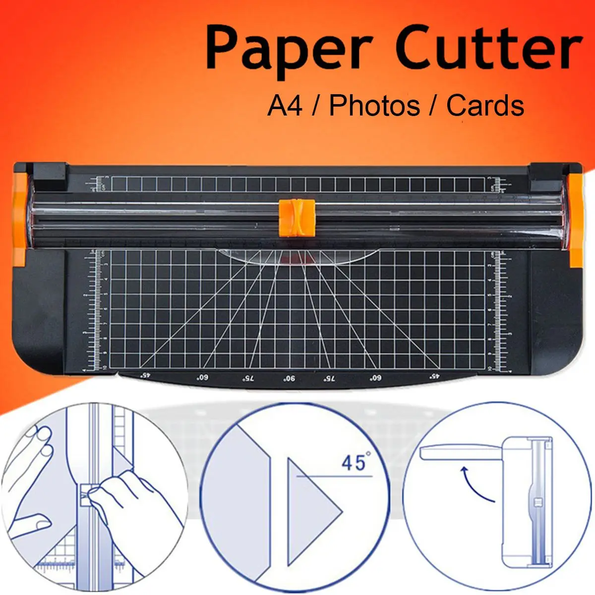 

Accuracy A4 Paper Trimmer Cutters Guillotine Photo Cutter Cutting Mat with Pull-out Ruler for Photo Paper Labels Cutting