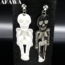 Скелет Нержавеющая сталь, серьги со шпилькой, для Для женщин ювелирных изделий из серебра Цвет длинный Череп серьги украшения Brinco grande E612361