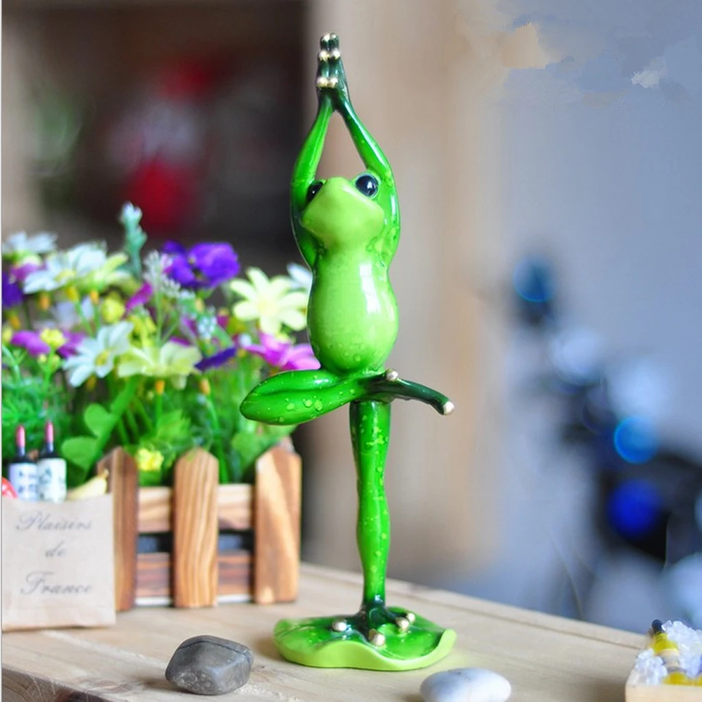 Creative 3D Yoga Frog Figurine Decoration Ornament Statue Home Garden Decor, Fish Tank Terrarium Ornament	