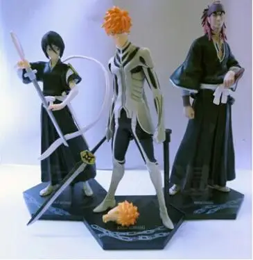 

Anime Bleach Kurosaki ichigo Kuchiki Rukia Abarai Renji PVC Action Figures Collectible Toys 3pcs/set BLFG016