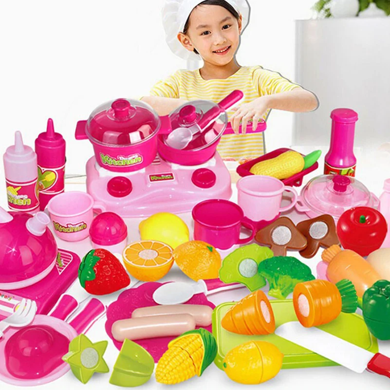 TAORISFUN 46pcs/Set Mini Baby Kitchen Set Toys Kitchen For Kids Pretend Play Miniature Fruit