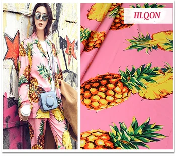 

1 yard HLQON pinapple print satin printed 100% cotton fabric for Baby Bedding Textile Patchwork Quilt Sewing Fabric