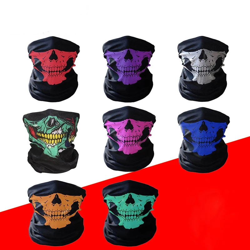 

Adjustable Festival Skull Skeleton Outdoor Motorcycle Bicycle Multi Function Scarf Half Face Mask Keep Warm