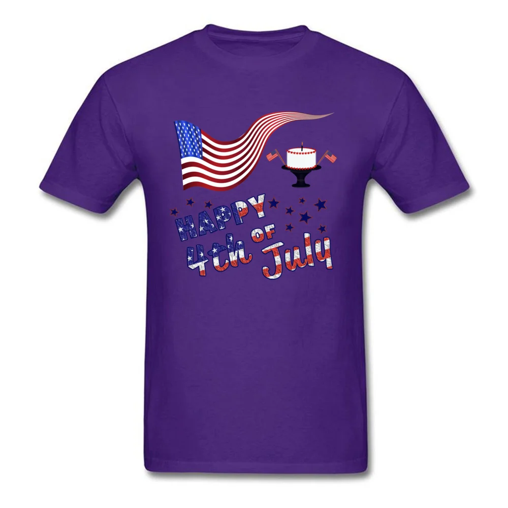 Casual Short Sleeve Tops Shirt VALENTINE DAY O Neck 100% Cotton Young T Shirt Normal Casual Tee-Shirts Graphic Happy 4th of July Flag Cake Independence Day purple