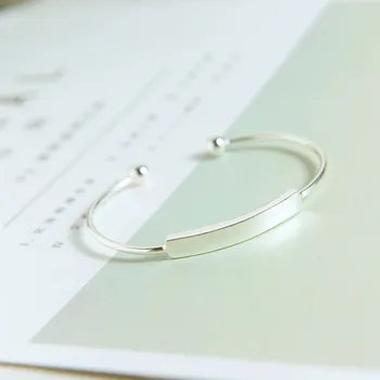 

S925 Sterling Silvery Bracelet Simple Minimalist Opening