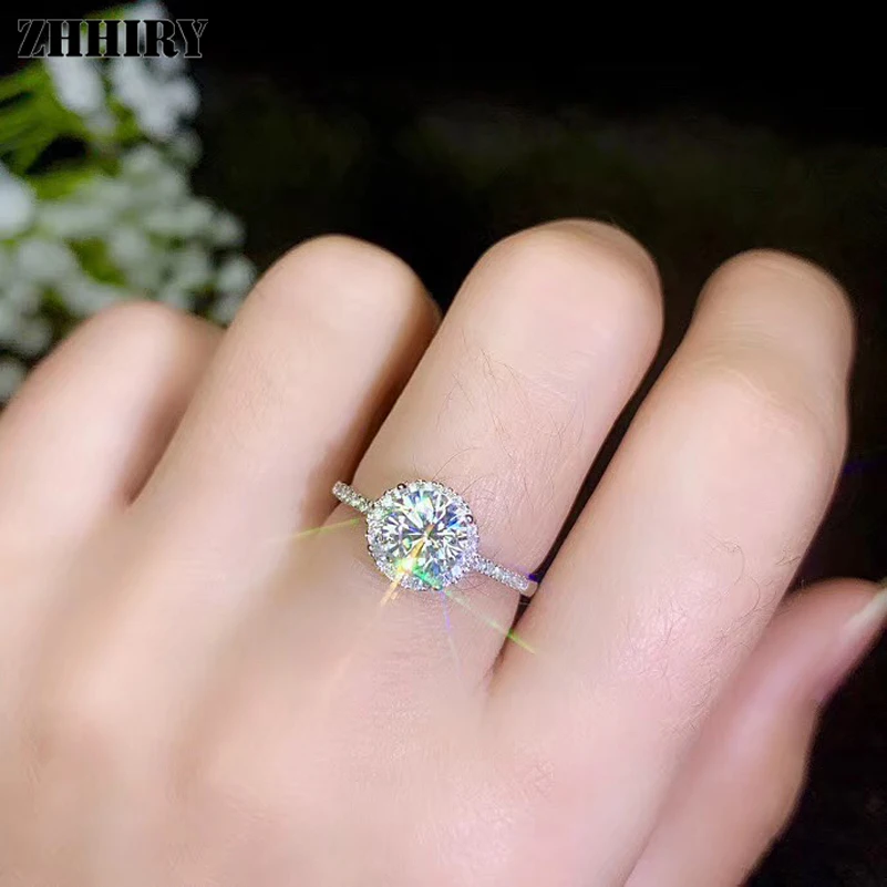 ZHHIRY Подлинная Moissanite 925 стерлингового серебра ювелирные наборы для женщин 1ct 6,5 мм D VVS1 с сертификатом ювелирные изделия