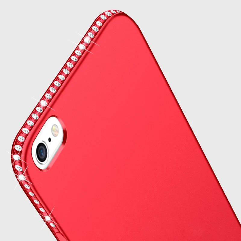 

Smooth Skin Matte Mobile Phone Case For capa iphone x xs max xr 6 7 8Plus Cover anti-slip Candy Girly Lady Diamond Surround Cape