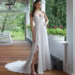 Liyuke 2019 женатое бальное платье свадебное платье кружевная Иллюзия аппликации глубокий v-образный вырез со шлейфом из тюля