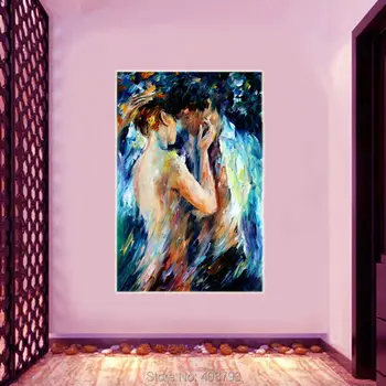 

Barocco Loved Couple Intimacy Nude Handmade Painting Abstract Body Art Palette Knife Oil Picture for Home Hotel Wall Decor