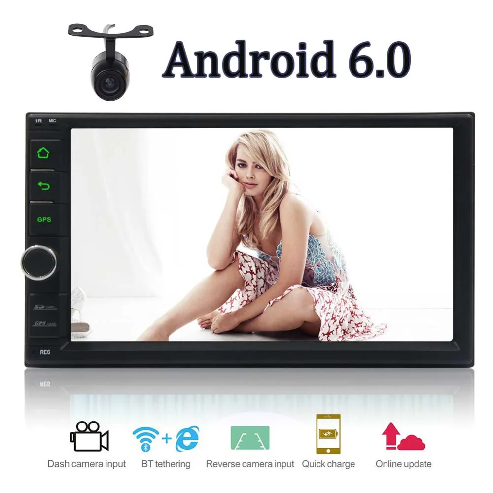 

7 Inch Car Stereo Android 6.0 Double Din In Dash Quad-Core CPU GPS Navigation Auto Audio Radio Head Unit Support Wifi Bluetooth