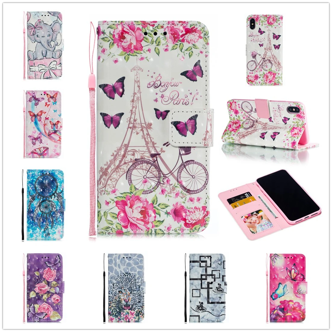 

Fundas for IPhone XR Case XS Max Cover Nice Pattern Fundas for IPhone X 8 7 Plus 6S 6 Plus Flip Leather Wallet Coque Card Books