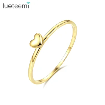 

LUOTEEMI Delicate Cute Gold Color Heart Finger Ring For Women Wedding Engagement Bride Rings Fine Jewelry Brincos Christmas Gift