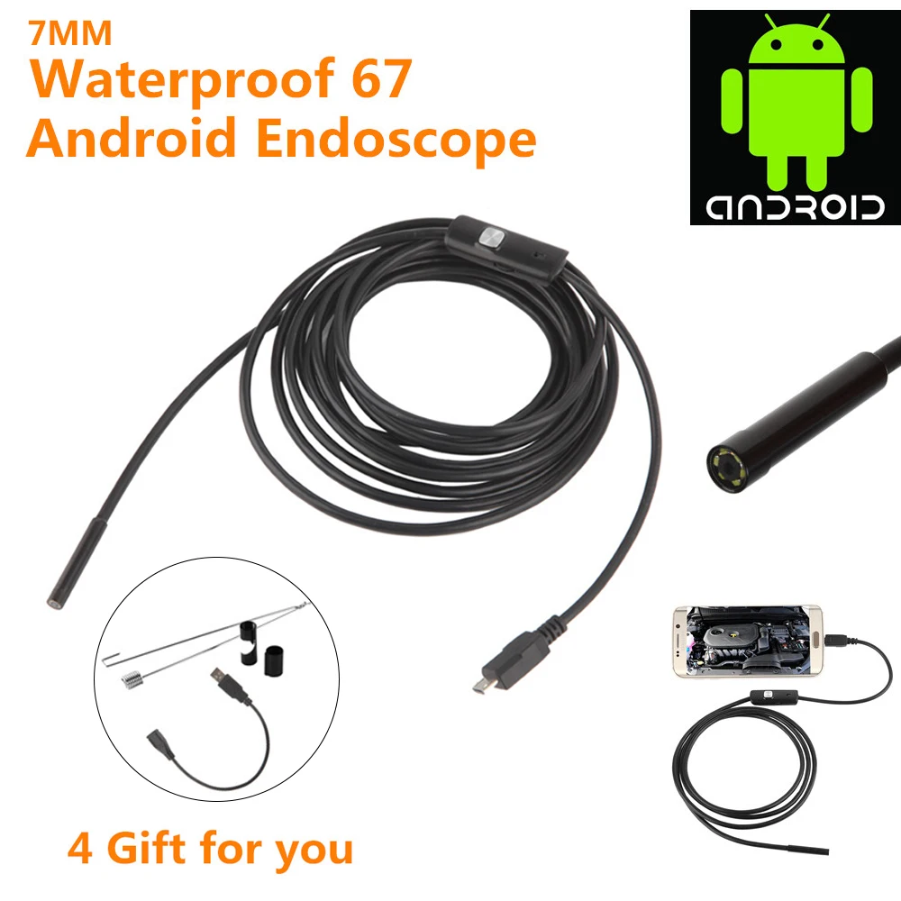 

720P HD Camera Mini 7mm Endoscopio USB Inspection Borescope Mini Camera Tube Snake Waterproof HD Endoscope For Android Phone PC