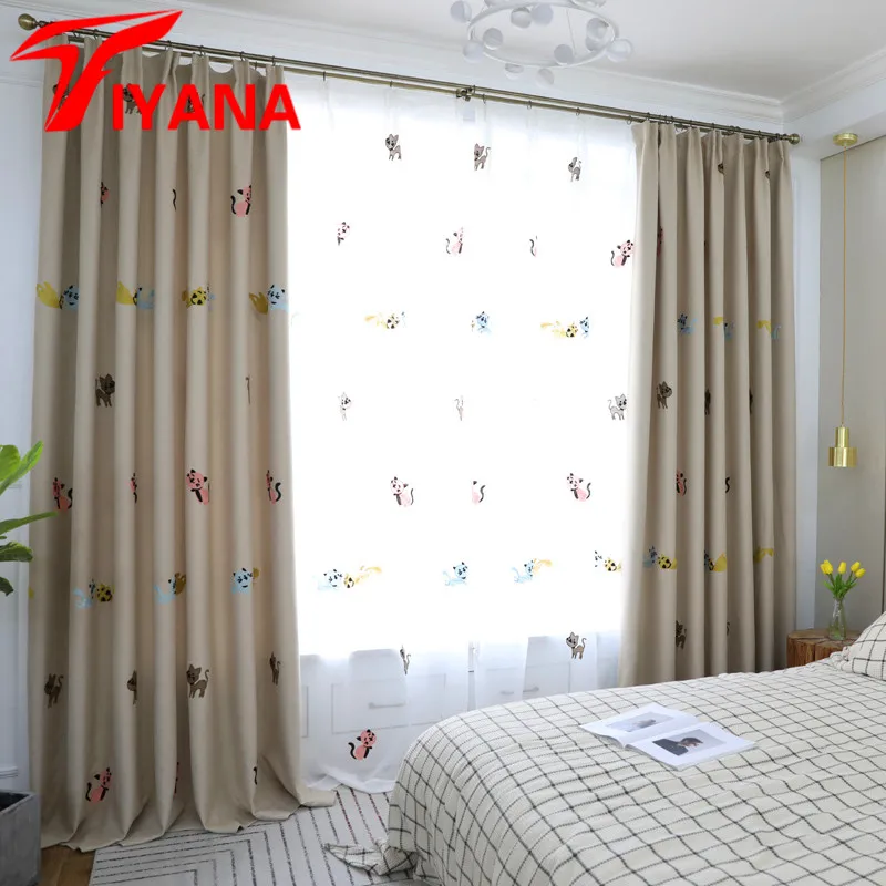 

Nordic Simple Fashion Bedroom Living Room Thickening Sunshade Curtains Modern Children Cartoon Animal Curtain Fabric WP131D3