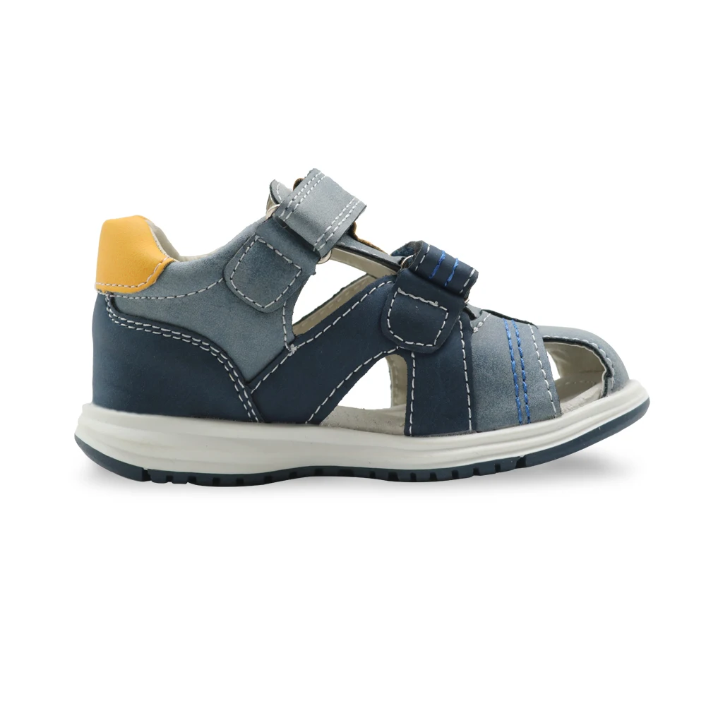 Apakowa Unisex Baby Boys Closed Toe Sandals Kids Soft Leather Walking Sandal Adjustable Shoes for Beach Travel Sports Activities
