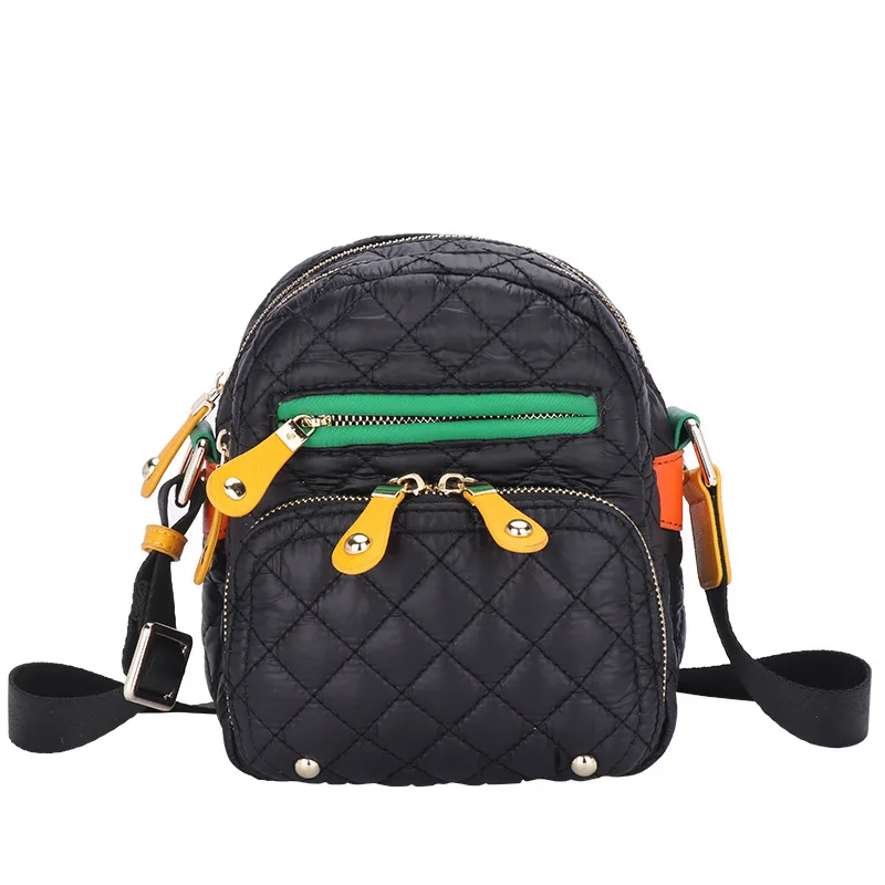 

Ougger Mini Women Messenger Bags Casual Style Black Polyester Flap Bag with Criss-Cross for Versatile