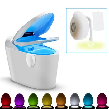 

Motion-Activated Sensor LED Toilet Night Light 8-Colors Toilet Hanging Sensor For Bathroom Washroom