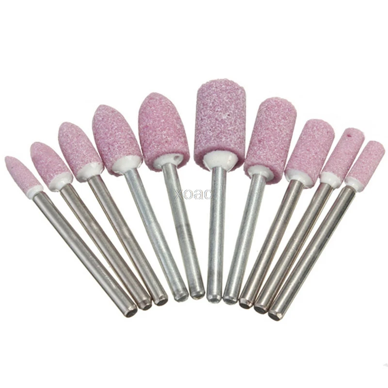 10pcs 6mm 1//4/" Shank Mixed Polishing Grinding Mounted Stones Drill Bit Set Kit