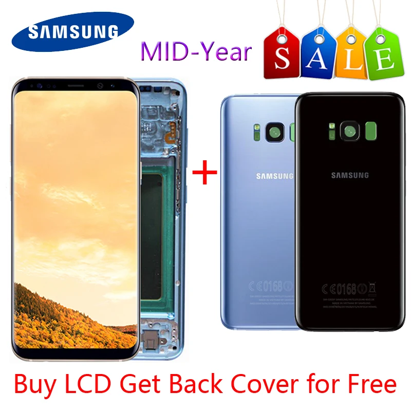 

ORIGINAL LCD for SAMSUNG Galaxy S8 LCD Display G950 G950F S8Plus Lcd Display G955 G955F Touch Screen With Gift S8 Battery Cover