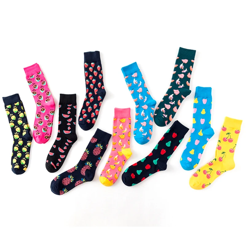 لوح التزلج Chaussette أوم الأزياء الأناناس فاكهة الكرز جوارب للرجال الأوروبية USA الهيب هوب الشارع طاقم Meias جوارب بأشكال مضحكة