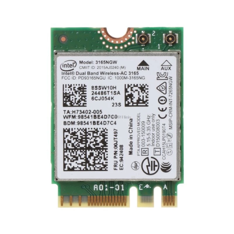 Intel 00JT497 3165NGW беспроводной AC двухдиапазонный для Lenovo ThinkPad Bluetooth WiFi IBM карта