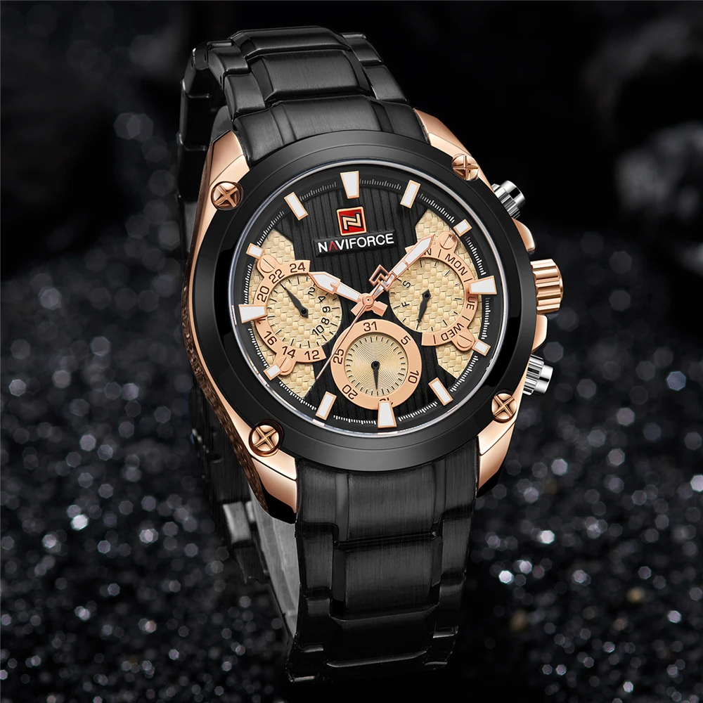 NAVIFORCE Top Brand Men's Fashion Quartz Wrist Watch Waterproof Stainless Steel Military Sports Wat