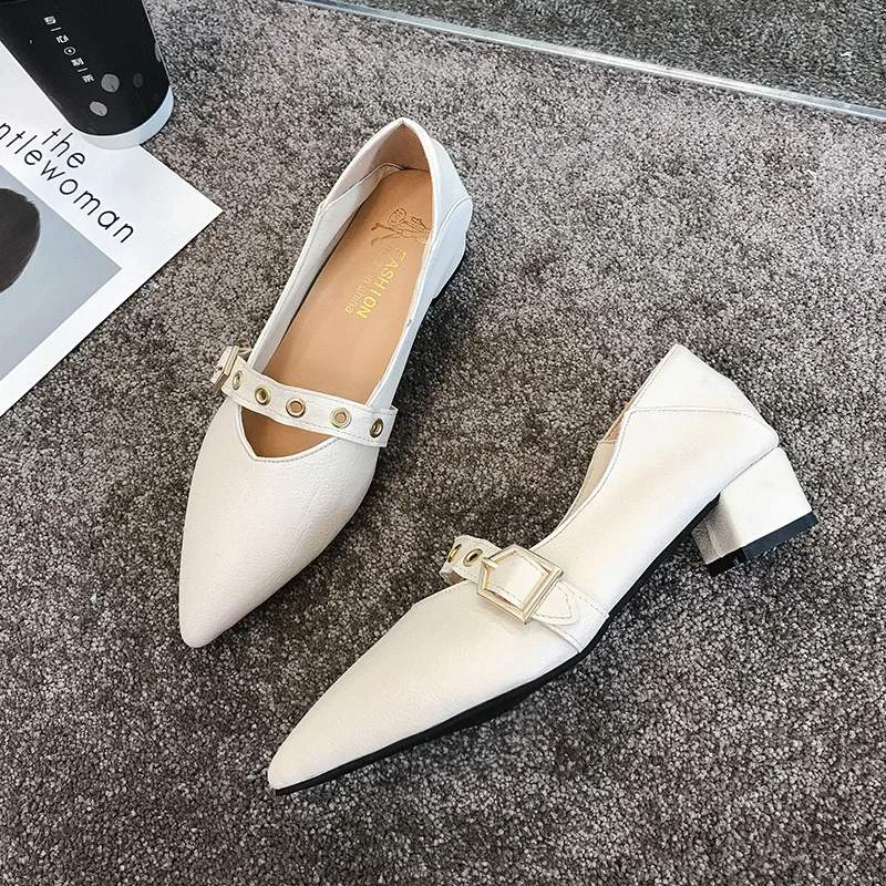 

Black Shoes For Women Low Heels Pump Autumn Shoes Women 2019 Ballerinas Shoes For Women Fashion Pointed Toe Slip On Shoes Women