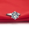 Solid 18K 750 White Gold 2 Carat Six Prongs Round Excellent Woman Engagement Ring Bright Forever AU585 Gold Jewelry 4