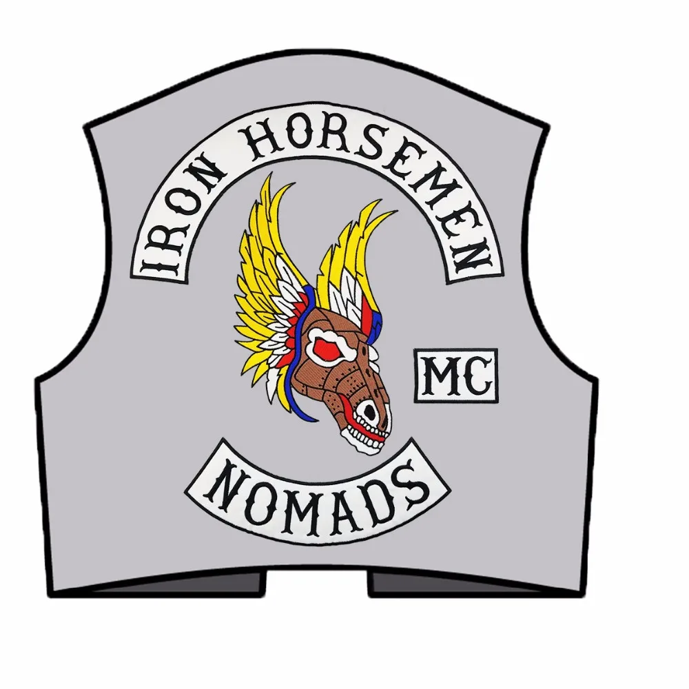 G0621 New LARGE HORSEMEN SETS Motorcycle Biker Embroidered Patch Full Back Size for JACKET VEST 38cm MC PATCH (7)