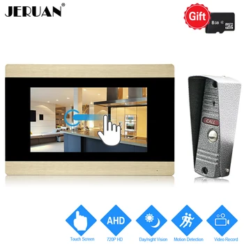 

JERUAN 720P AHD HD Motion Detection 7 inch Touch Screen Video Doorbell DoorPhone Intercom System Record Monitor + IR Mini Camera