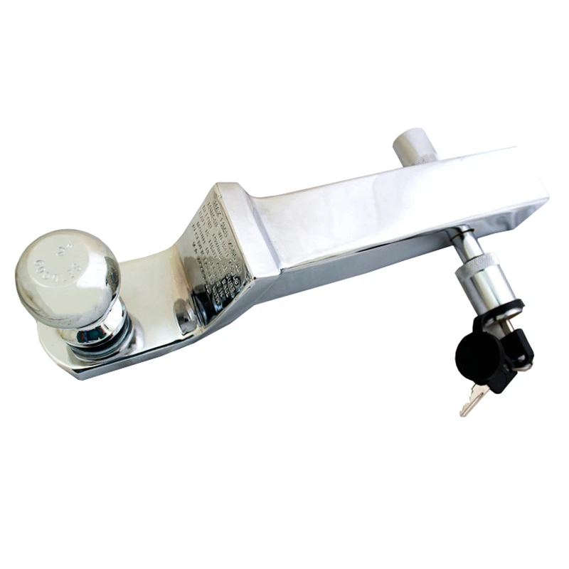 

Trailer Hook with 2" Ball Mount Silver Chrome Long Tow Bar with Pin Lock