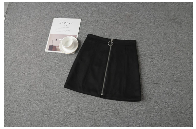 New Autumn And Winter Plus Velvet Women Skirt Front Zipper Short Leather High Waist Women Skirt Club Winter Casual Skirt D8A134 (14)