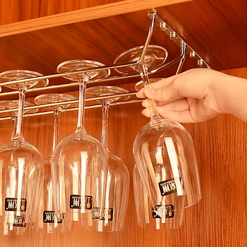 

304 Stainless Steel Under Cabinet Top Mount Wine Glass Rack Stemware Holders Hanger