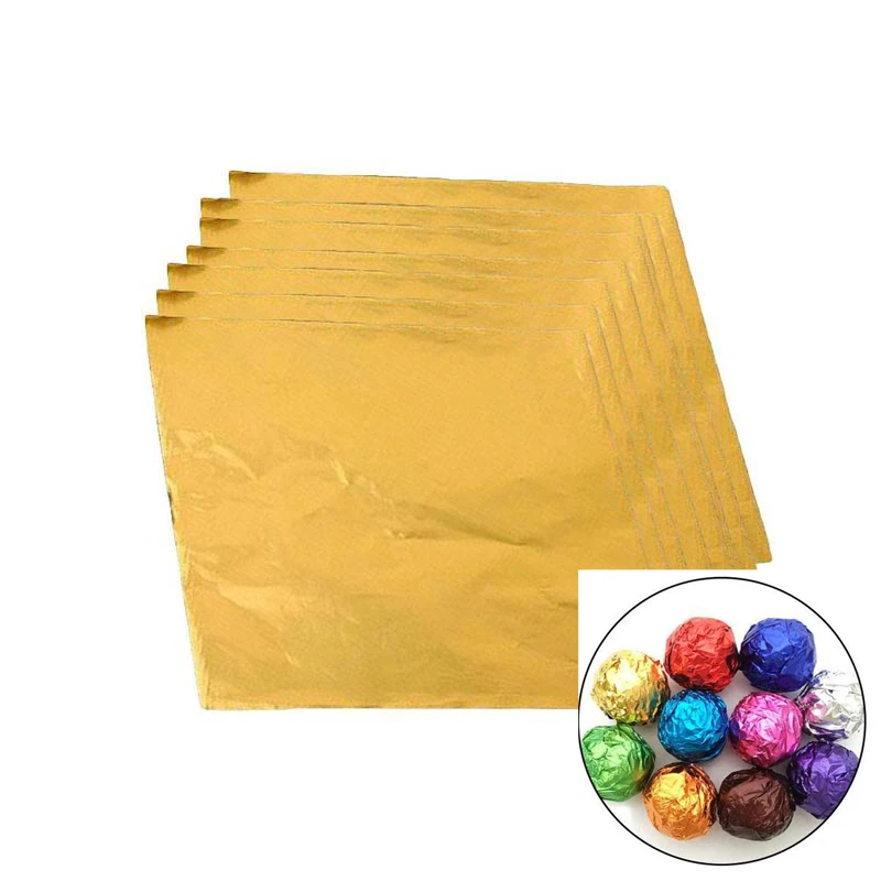 

100pcs 8*8cm Colorful Aluminum Foil Wrapping Paper Brown Sugar Chocolate Foil Paper Candy Packaging Aluminum Foil Paper