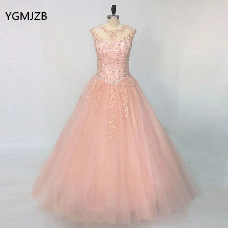 Blue Turquoise Hot Pink Quinceanera Dresses 2017 Ball Gown Beaded Lace Tulle Vestidos De 15 Long